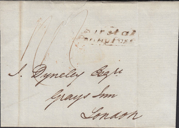 125785 1837 MAIL BIRSTAL (YORKS) TO LONDON WITH 'BIRSTAL/PENNY POST' HAND STAMP (YK385).