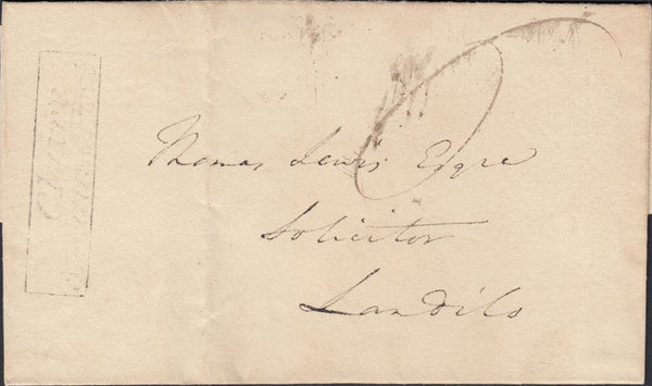 125831 1827 MAIL ST. CLEARS TO LANDILO WITH 'ST. CLAIRS/5"CLAUSE POST' HAND STAMP (W2192).