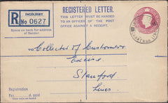 125845 CIRCA 1949 KDVI 6½D PUCE REGISTERED ENVELOPE INGOLDSBY (LINCS) TO STAMFORD.