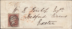 125875 1851 MAIL LEIGH (KENT) TO EXETER WITH 'LEIGH/PENNY POST' HAND STAMP (KT652).