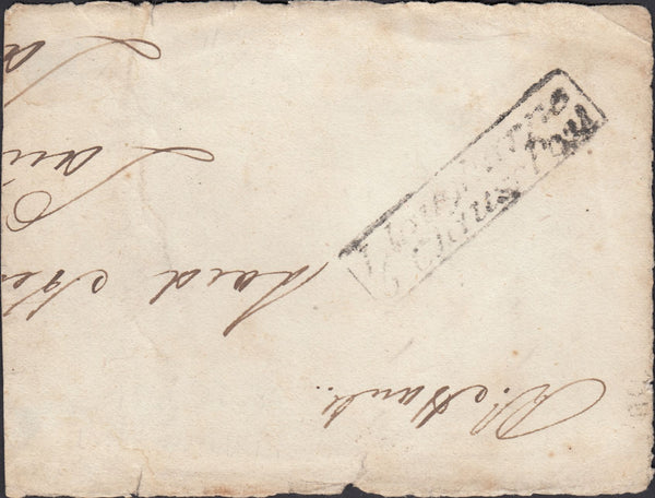 125908 'LLAUGHARNE/5" CLAUSE POST' HAND STAMP (W1269) ON LARGE PIECE.