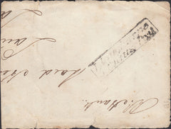 125908 'LLAUGHARNE/5" CLAUSE POST' HAND STAMP (W1269) ON LARGE PIECE.
