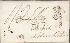 125914 1825 MAIL CHARING (KENT) TO ALNWICK WITH 'MAIDSTONE/PENNY POST' HAND STAMP (KT728).