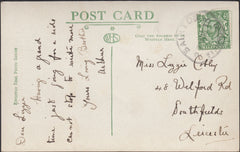 125937 1913 MAIL BAINTON (NORTHANTS) TO LEICESTER WITH 'BAINTON/STAMFORD' RUBBER DATE STAMP.