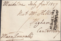 125957 1827 FREE FRONT MAIDSTONE TO CANTERBURY WITH 'MAIDSTONE/PENNY POST' HAND STAMP (KT728).