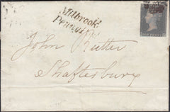 125974 1844 MAIL MILBROOK (HANTS) TO SHAFTESBURY WITH 'MILBROOK/PENNY POST' HAND STAMP (HA792).