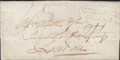 125979 1825 MAIL MINCHINHAMPTON (GLOS) TO LONDON WITH 'MINCHINHAMPTON/PY POST' HAND STAMP (GL514).