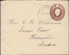 126022 1922 MAIL ASHMORE (DORSET) TO INDIA WITH 'ASHMORE/SALISBURY' RUBBER DATE STAMP.