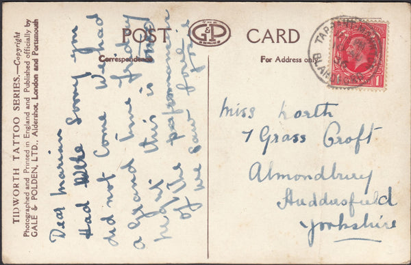 126054 1936 MAIL TARRANT MONKTON (DORSET) TO HUDDERSFIELD WITH 'TARRANT MONKTON/BLANDFORD' DATE STAMP.