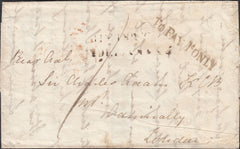 126070 1836 MAIL TO THE ADMIRALTY LONDON WITH 'TO PAY 1D ONLY' HAND STAMP (L814a).