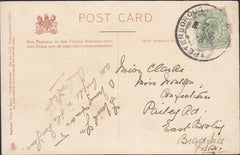 126085 1907 PETERBOROUGH (NORTHANTS) TO BRADFORD (YORKS) WITH 'PETERBOROUGH' SKELETON DATE STAMP.