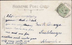 126092 1908 MAIL ALNWICK (NORTHUMBERLAND) LOCAL USAGE WITH 'ALNWICK' SKELETON DATE STAMP.
