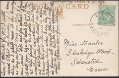 126099 1912 MAIL ENFIELD (MIDDLX) TO STANSTED WITH 'ENFIELD/MIDDLESEX' SKELETON DATE STAMP.