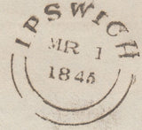 126113 1845 'LEGACY DUTY' LETTER LONDON TO CAMBERWELL, REDIRECTED TO IPSWICH.