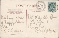 126146 1904 MAIL WITCHAMPTON (DORSET) TO MIDDLESEX WITH 'WITCHAMPTON' DATE STAMP.