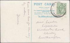 126151 1907 MAIL CLOVELLY (DEVON) TO SOUTHAMPTON WITH 'CLOVELLY SO/DEVON' SKELETON DATE STAMP.