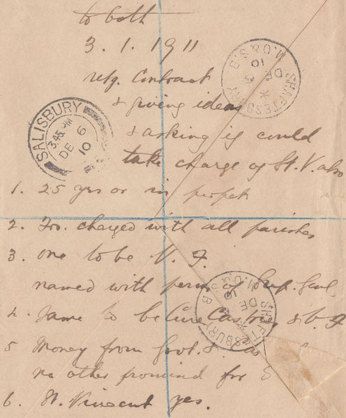 126155 1910 REGISTERED MAIL SHAFTESBURY (DORSET) TO TRINIDAD.