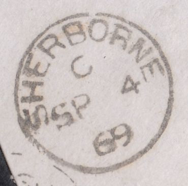 126169 1869 MOURNING ENVELOPE SHERBORNE TO OXFORD, EARLIEST KNOWN USAGE '702' 4VOS NUMERAL.