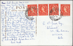 126244 1957 MAIL BALFRON (GLASGOW) TO HITCHIN WITH 'BALFRON STATION/GLASGOW' DATE STAMPS.