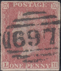 126280 1857 DIE 2 1D PL.42 ROSE-RED ON WHITE PAPER 'ERROR IMPERFORATE' (SG40a)(LH).