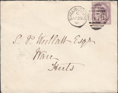 126316 1890 MAIL SHILLINGSTONE (DORSET) TO WARE (HERTS) CANCELLED 'SHILLINGSTONE/G76' DUPLEX.