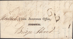 126323 1818 HEALTH QUESTIONNAIRE USED IN LONDON WITH 'TWO PY POFT/UNPAID/ALDERSGATE ST' TWOPENNY POST HAND STAMP (L501).
