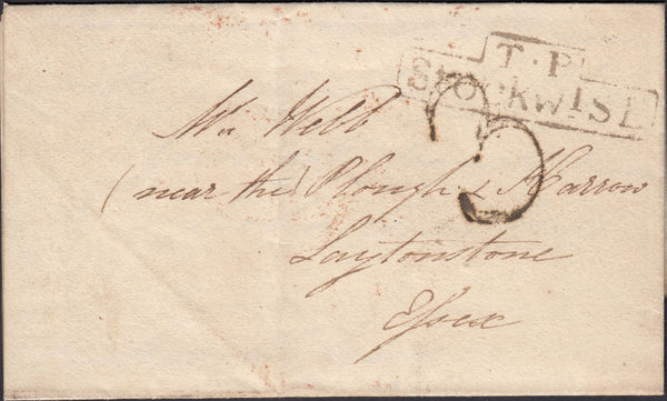 126338 1824 MAIL STOCKWELL (LONDON) TO ESSEX WITH CIRCULAR HAND STAMP 'TO BE DELIVERED/BY 10/SUND.MORN' (L711).