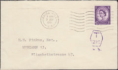 126365 1961 UNDERPAID MAIL MAIDA HILL, LONDON TO GERMANY.