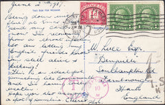 126376 1937 UNDERPAID MAIL USA TO FARNBOROUGH, HANTS.