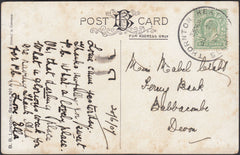 126424 1907 MAIL THORNTON HEATH (SURREY) TO BABBACOMBE (DEVON) WITH SKELETON DATE STAMP.