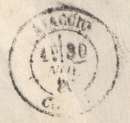 126471 1880 MAIL KENSINGTON, LONDON TO AJACCIO CORSICA WITH 2½D BLUE (SG142)(MK).