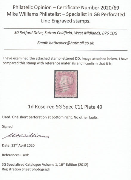 126479 1857 DIE 2 1D PL.49 PERFORATION 16 (SG36)(DD).