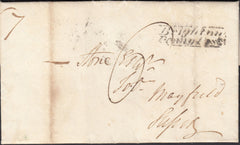 126509 1829 MAIL ROTTINGDEAN, SUSSEX TO MAYFIELD WITH 'BRIGHTON/PENNY POST' HAND STAMP (SX198).