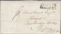 126510 1830 MAIL ROTTINGDEAN, SUSSEX TO TUNBRIDGE WELLS WITH 'BRIGHTON/PENNY POST' HAND STAMP (SX198).