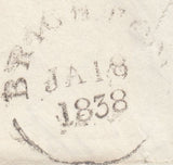 126512 1838 MAIL BRIGHTON TO RYE, SUSSEX WITH MANUSCRIPT 'X POST' AND 'BRIGHTON/PENNY POST' HAND STAMP (SX198).
