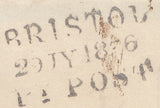 126518 1836 MOURNING LETTER CLIFTON, BRISTOL TO TONBRIDGE, KENT WITH 'BRISTOL/DATE/PY POST' HAND STAMP (BS150).