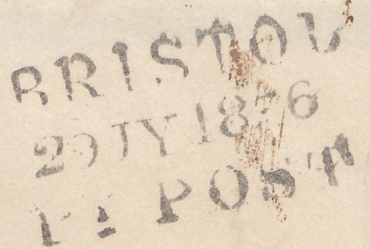 126518 1836 MOURNING LETTER CLIFTON, BRISTOL TO TONBRIDGE, KENT WITH 'BRISTOL/DATE/PY POST' HAND STAMP (BS150).