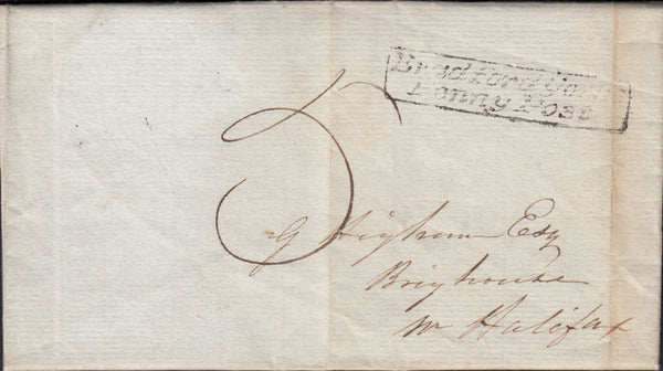 126527 1836 ENTIRE SHIPLEY, WEST YORKS TO HALIFAX WITH 'BRADFORD YORKS/PENNY POST' HAND STAMP (YK506).