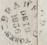 126527 1836 ENTIRE SHIPLEY, WEST YORKS TO HALIFAX WITH 'BRADFORD YORKS/PENNY POST' HAND STAMP (YK506).