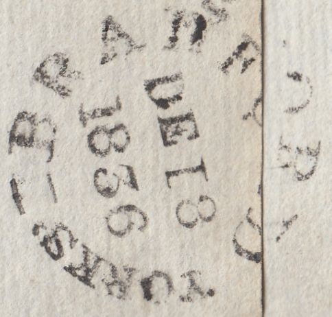 126527 1836 ENTIRE SHIPLEY, WEST YORKS TO HALIFAX WITH 'BRADFORD YORKS/PENNY POST' HAND STAMP (YK506).