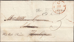 126528 1831 MAIL BRADFORD, YORKS TO HALIFAX REDIRECTED TO LONDON WITH 'BRADFORD YORKS/PY POST' HAND STAMP (YK508).