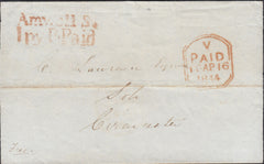 126576 1844 MAIL LONDON TO CIRENCESTER WITH LONDON TWOPENNY POST 'AMWELL ST/1PY P.PAID' HAND STAMP (L506a).
