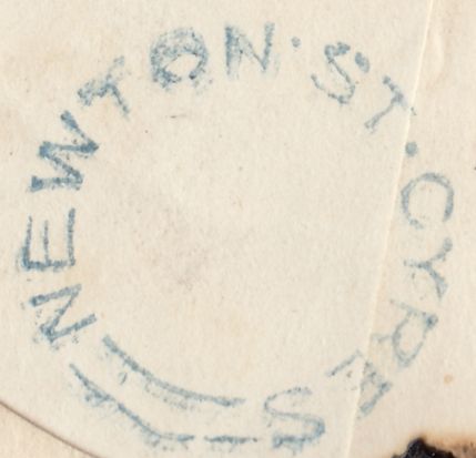 126584 1859 1D PINK ENVELOPE EXETER LOCAL USAGE WITH 'NEWTON.ST.CYRES' UDC.
