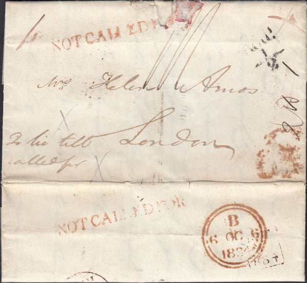 126598 1834 MAIL EDINBURGH TO LONDON 'TO LIE TILL CALLED FOR' WITH 'NOT CALLED FOR' HAND STAMP (L258).