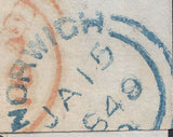126605 1849 LARGE PIECE NORWICH TO LONDON WITH 'BLOFIELD/PENNY POST' HAND STAMP (NK45).