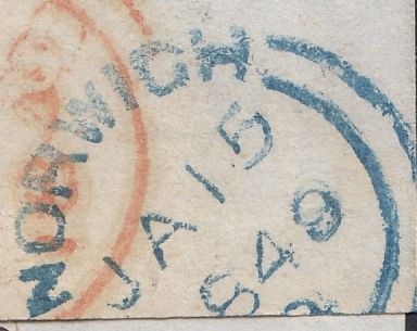 126605 1849 LARGE PIECE NORWICH TO LONDON WITH 'BLOFIELD/PENNY POST' HAND STAMP (NK45).