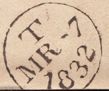 126670 1832 LEGACY DUTY DEPARTMENT, STAMP OFFICE LONDON LETTER TO DORSET WITH 'MISSENT TO' DORCHESTER HAND STAMP (DT254).
