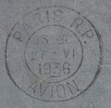 126675 1936 AIR MAIL LONDON TO SANTOS, BRAZIL WITH 2/6 SEAHORSE (SG450).
