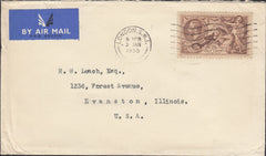 126677 1934 2/6 SEAHORSE (SG450) USED IN 1955 ON COVER LONDON TO USA.