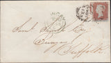 126687 1855 DIE 1 1D PL.198 S.C.14 (SG22) ON COVER MANCHESTER TO BUNGAY.